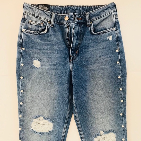 jeans with pearls down the side